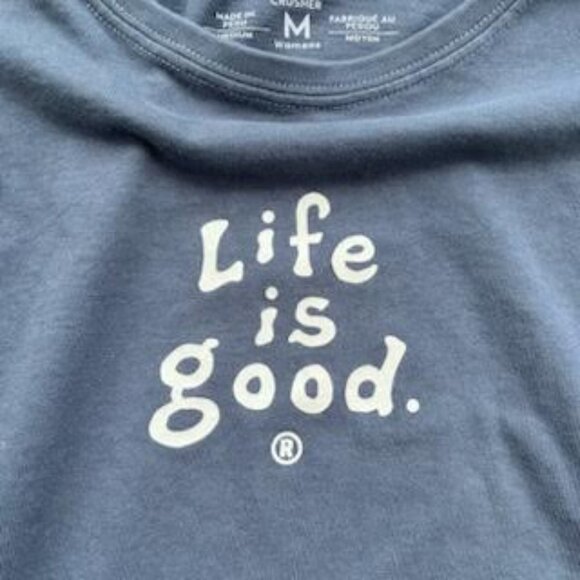 Life Is Good T-Shirt Crew Neck Women's Size Medium Cotton FadedBlue Short Sleeve - Picture 3 of 5